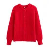 Lässiger Strickpullover für Damen (europäisch-amerikanischer Stil) mit Rundhalsausschnitt und langen Ärmeln – neuer Street-Fashion-Look, gewebter Winterpullover in Unifarben.