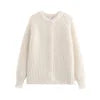 Lässiger Strickpullover für Damen (europäisch-amerikanischer Stil) mit Rundhalsausschnitt und langen Ärmeln – neuer Street-Fashion-Look, gewebter Winterpullover in Unifarben.
