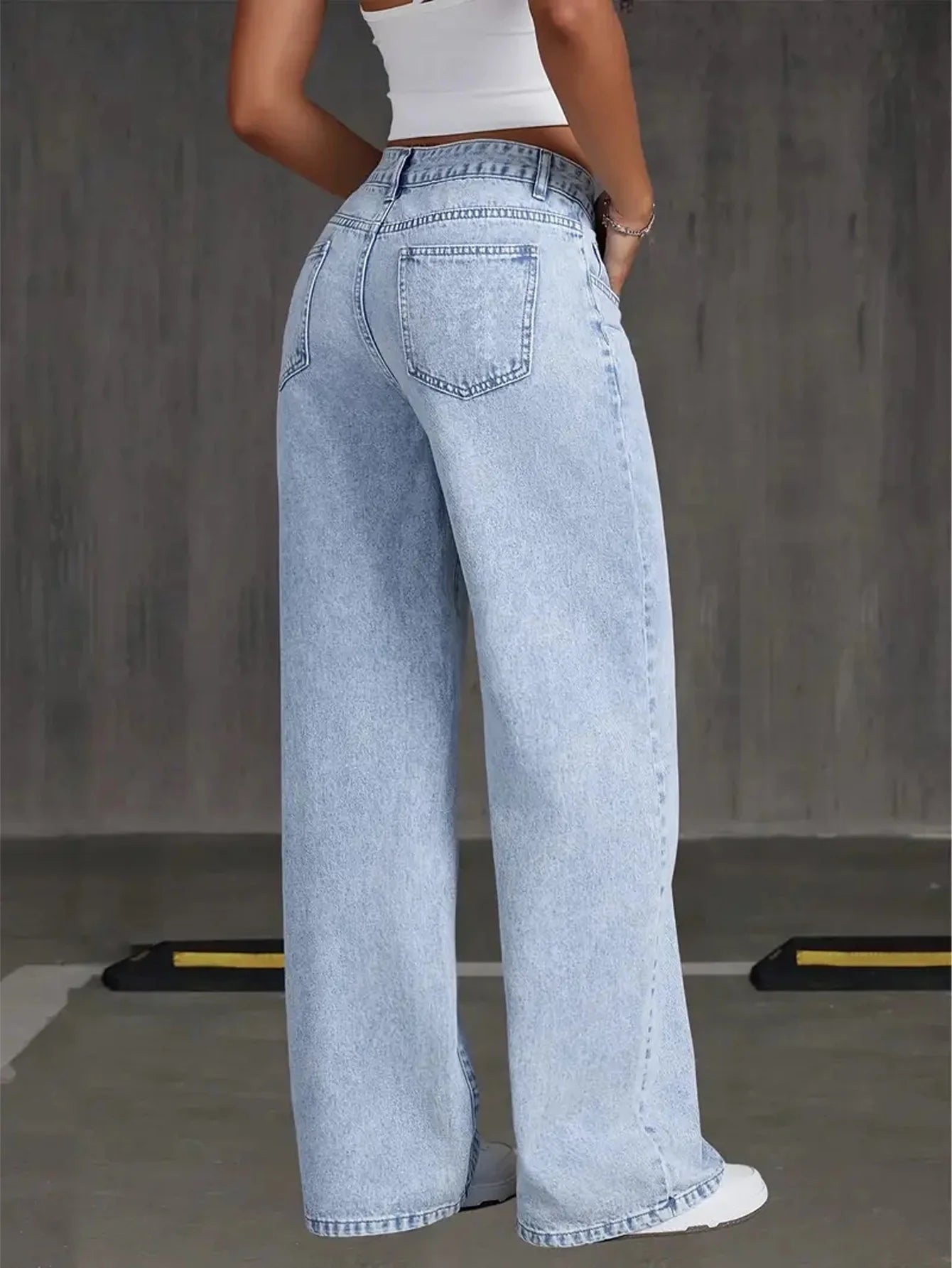 YUANBOFEI Damen-Jeans – Hochwertige Baggy-Jeans mit hoher Taille, weitem Bein und geradem Schnitt; bodenlange Denim-Hose im lockeren Casual-Stil