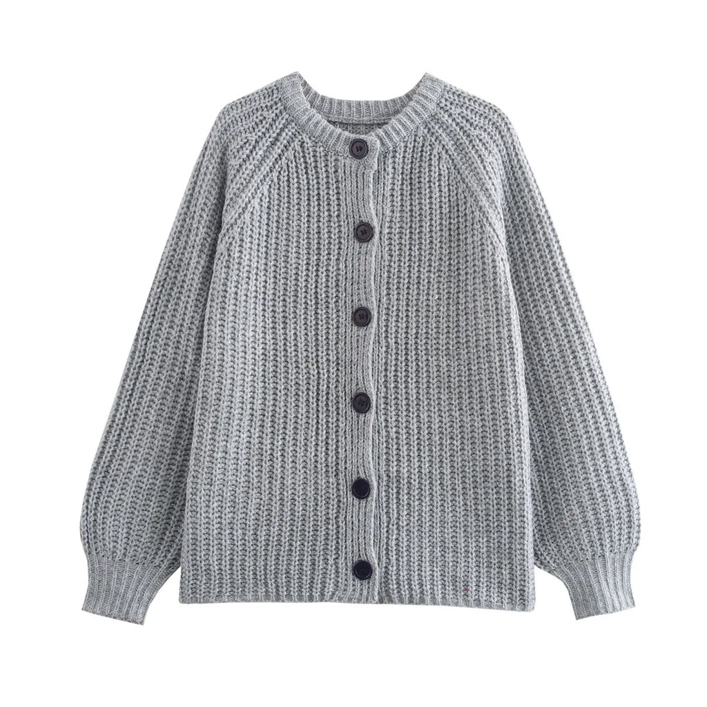Lässiger Strickpullover für Damen (europäisch-amerikanischer Stil) mit Rundhalsausschnitt und langen Ärmeln – neuer Street-Fashion-Look, gewebter Winterpullover in Unifarben.