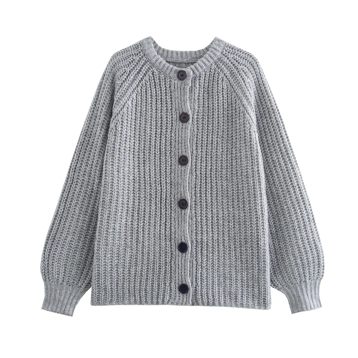 Lässiger Strickpullover für Damen (europäisch-amerikanischer Stil) mit Rundhalsausschnitt und langen Ärmeln – neuer Street-Fashion-Look, gewebter Winterpullover in Unifarben.
