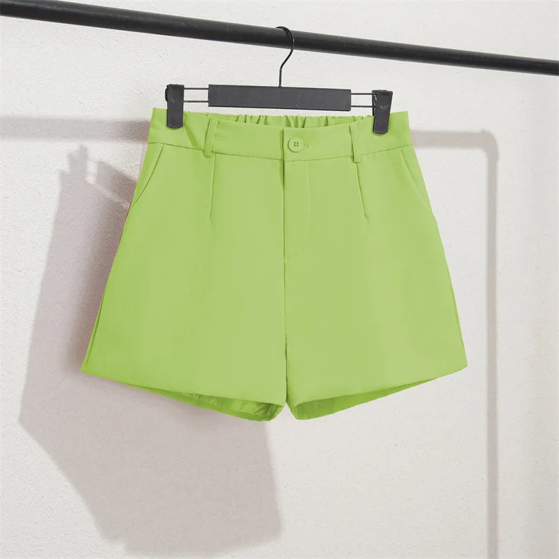 Lässige Damen-Shorts mit hoher Taille, geradem Schnitt und A-Linie; bedruckt, weit geschnitten (Wide Leg), lockere Passform, vielseitig kombinierbar, mit elastischem Bund.