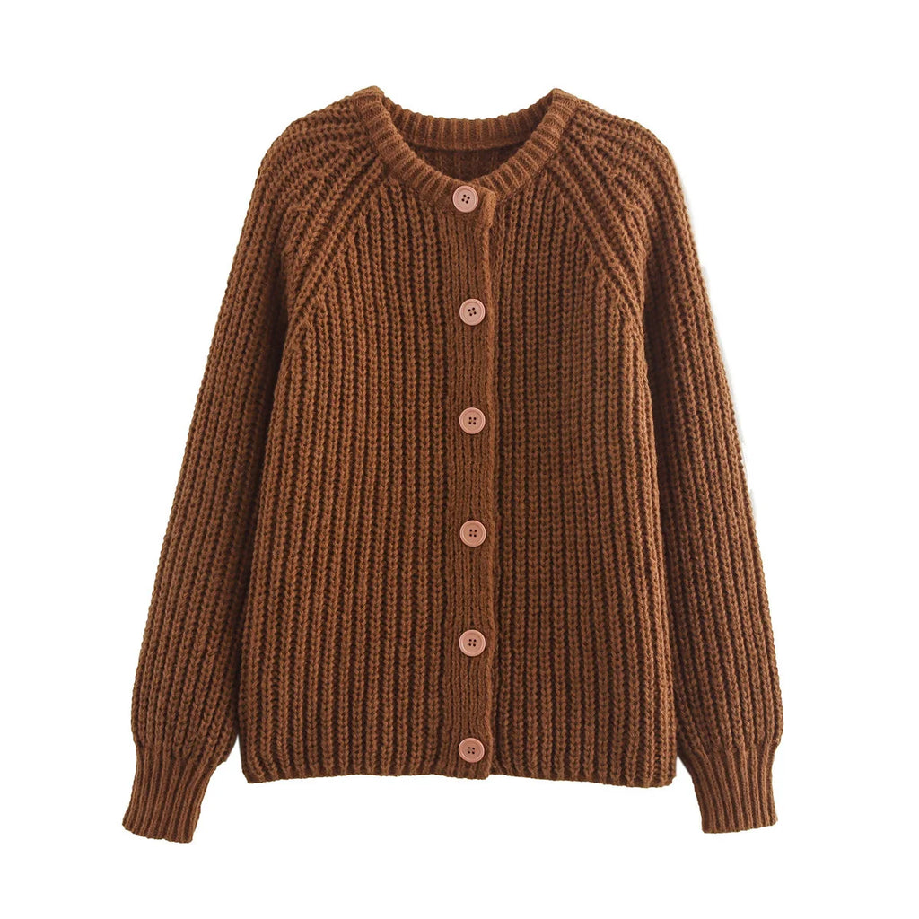 Lässiger Strickpullover für Damen (europäisch-amerikanischer Stil) mit Rundhalsausschnitt und langen Ärmeln – neuer Street-Fashion-Look, gewebter Winterpullover in Unifarben.