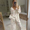Kuscheliges 2-teiliges Damen-Schlafanzug-Set für den Winter – Langarm-Pyjama mit süßem Herzmuster