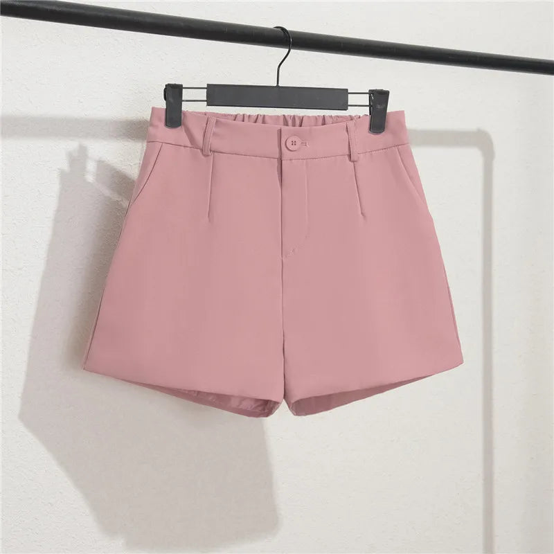 Lässige Damen-Shorts mit hoher Taille, geradem Schnitt und A-Linie; bedruckt, weit geschnitten (Wide Leg), lockere Passform, vielseitig kombinierbar, mit elastischem Bund.