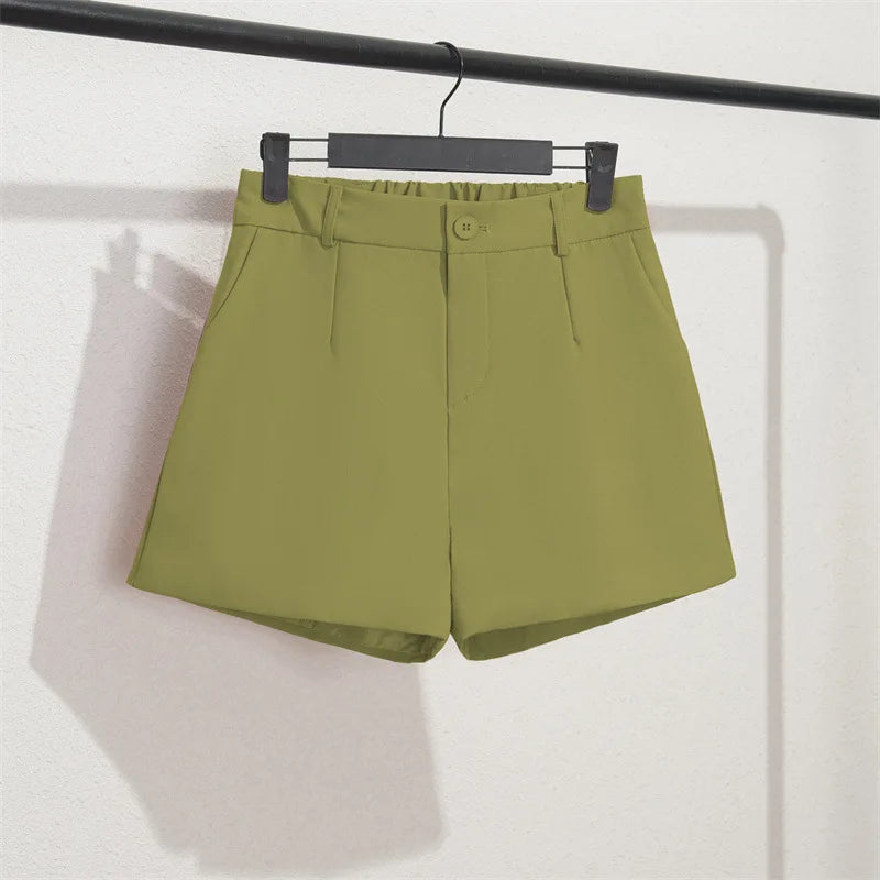 Lässige Damen-Shorts mit hoher Taille, geradem Schnitt und A-Linie; bedruckt, weit geschnitten (Wide Leg), lockere Passform, vielseitig kombinierbar, mit elastischem Bund.