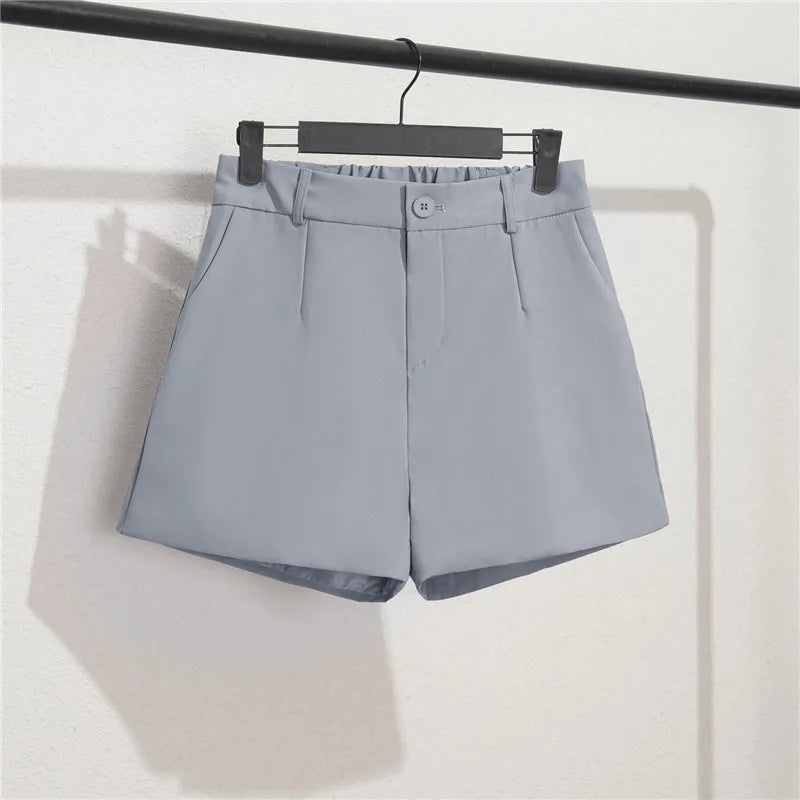 Lässige Damen-Shorts mit hoher Taille, geradem Schnitt und A-Linie; bedruckt, weit geschnitten (Wide Leg), lockere Passform, vielseitig kombinierbar, mit elastischem Bund.