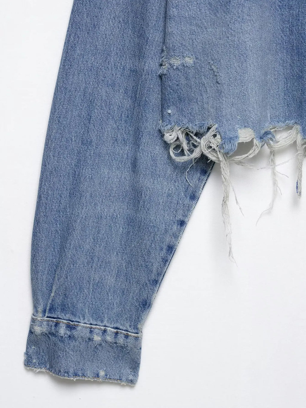 YUANBOFEI Damen-Jeansjacke – Kurze Jeansjacke im Destroyed-Look – Vintage-Oberbekleidung