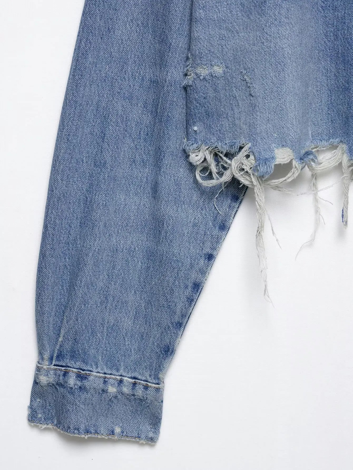 YUANBOFEI Damen-Jeansjacke – Kurze Jeansjacke im Destroyed-Look – Vintage-Oberbekleidung