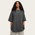 Hochwertiges Damen-T-Shirt aus 100 % Baumwolle legerer Schnitt mit überschnittenen Schultern, unbedruckt/einfarbig, schwere Qualität