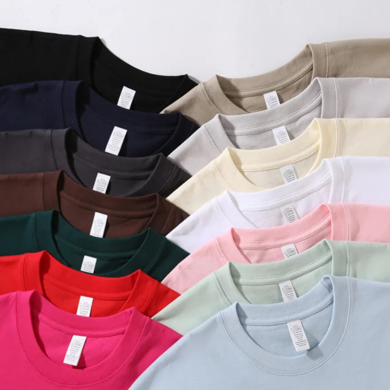 Hochwertiges Luxus-T-Shirt für Damen aus 100 % Baumwolle bedruckt, umweltfreundlich, locker geschnitten mit überschnittenen Schultern, schweres Material