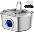 Katzenbrunnen aus Edelstahl: 108oz/3.2L Trinkbrunnen für Katzen - Automatischer Wasserspender für Katzen Innenbereich - Schüssel für Wasser & Futter - Wasserstandsanzeige