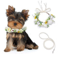 Mogoko 2 Stück Hundehochzeitsblumen-Halsband und Perlenleinen-Set, Hundekopfband mit Blumen, Florales Hundehalsband, Perlenhundeleine, Hundehochzeitskostüme, Kranzschleifen-Hundefotorequisit (Klein)